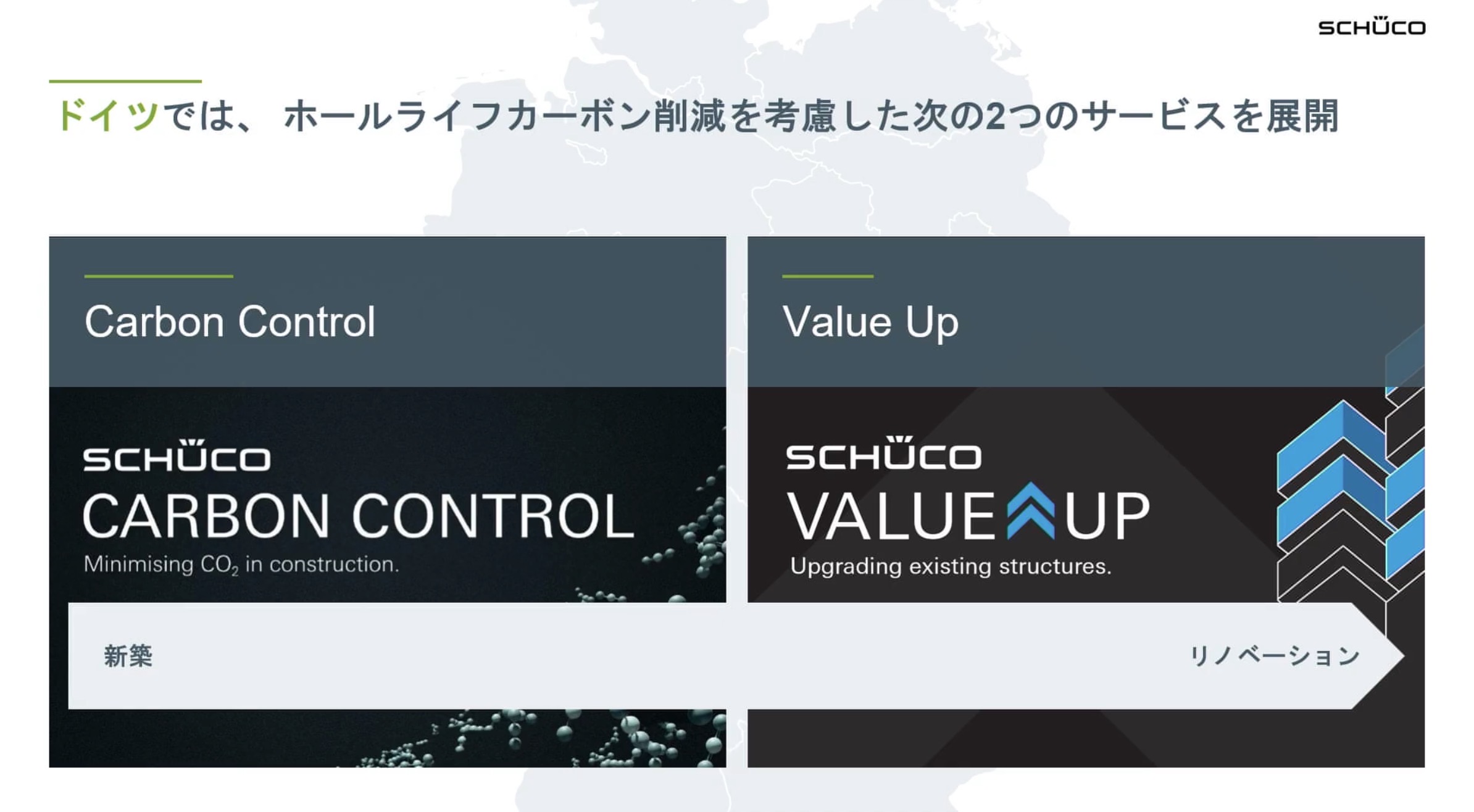 Schücoがドイツで取り組む事業（新築・リニューアルの環境改善）