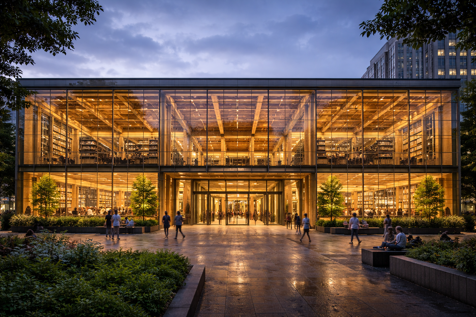 CLTを用いた図書館建物の外観イメージ