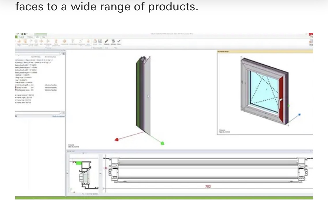 SchüCalで表示されたSchücoサッシの3D設計画面